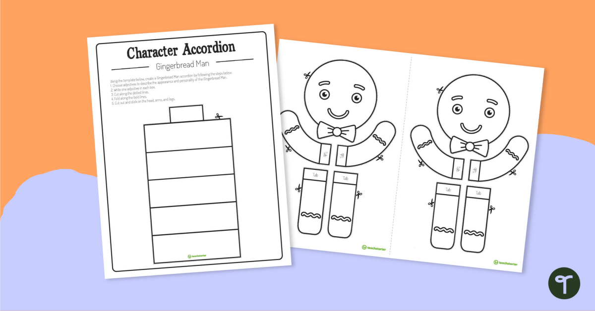 Character Adjective Concertina Template – The Gingerbread Man teaching resource