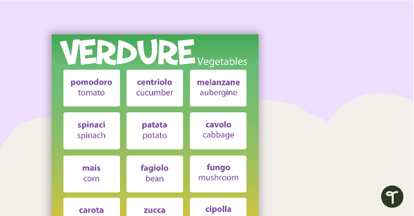 Preview image for Vegetables/Verdure - Italian Language Poster - teaching resource