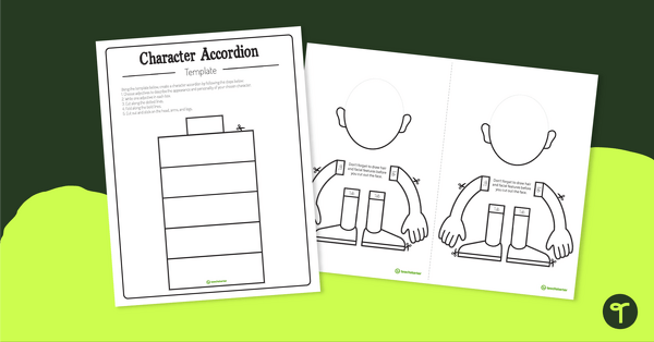 Character Adjective Concertina Template - Blank teaching resource