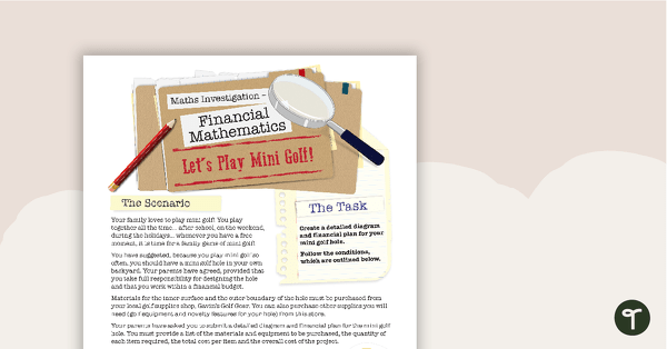 Go to Financial Mathematics Maths Investigation – Let's Play Mini Golf! teaching resource