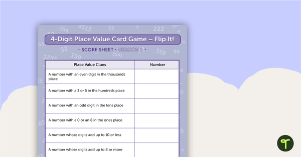 Preview image for 4-Digit Place Value Card Game - Flip It! - teaching resource