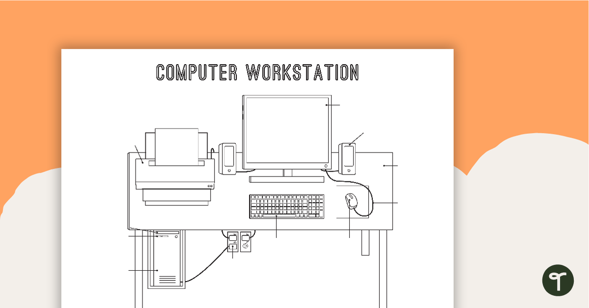Technology Workstation Worksheet - Desktop Computer teaching resource