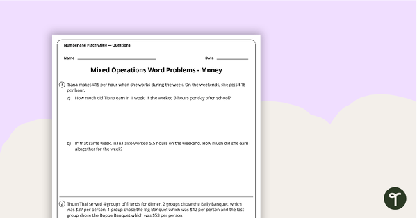 Go to Word Problem Worksheets - Year 5 and Year 6 teaching resource