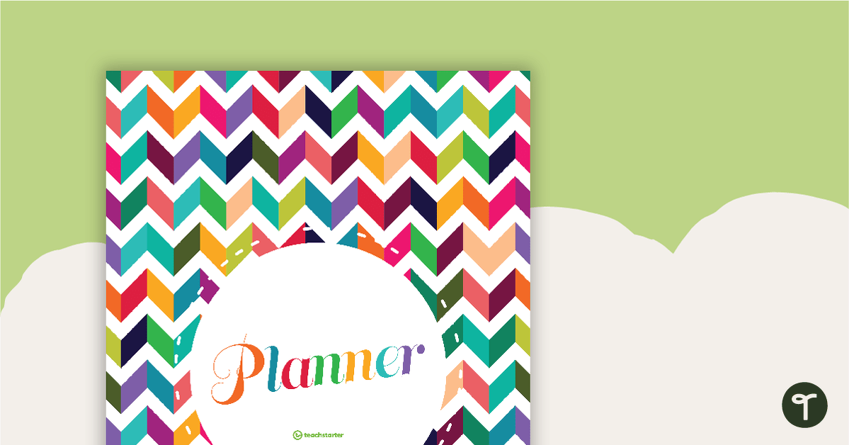 Chevron Printable Teacher Diary - Binder Cover Page, Spines and Tabs teaching resource
