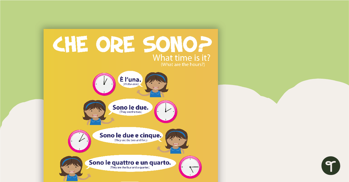 What Time is it?/Che Ore Sono? - Italian Language Poster teaching resource
