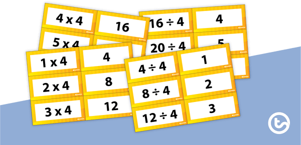 Go to Multiplication and Division Facts Flashcards - Multiples of 4 teaching resource