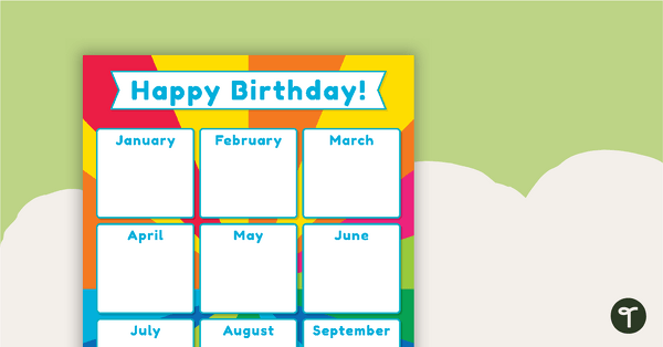 Go to Rainbow Starburst - Happy Birthday Chart teaching resource