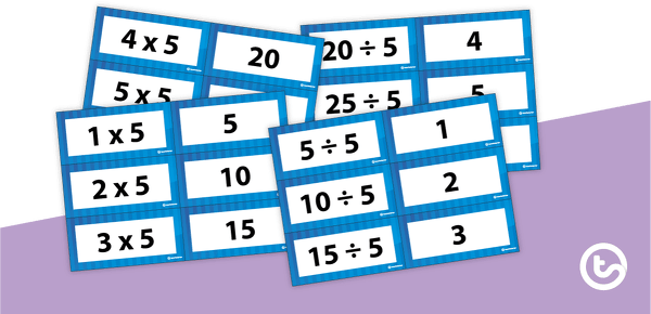 Multiplication and Division Facts Flashcards - Multiples of 5 teaching resource