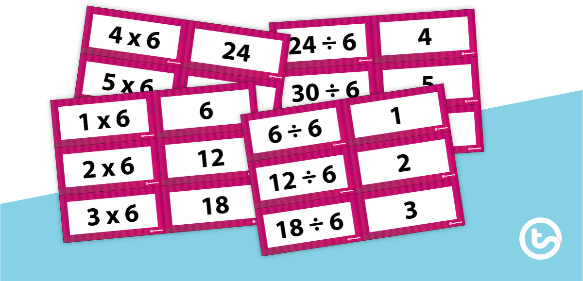 Multiplication and Division Facts Flashcards - Multiples of 6 teaching resource
