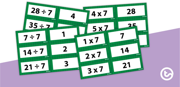 Go to Multiplication and Division Facts Flashcards - Multiples of 7 teaching resource