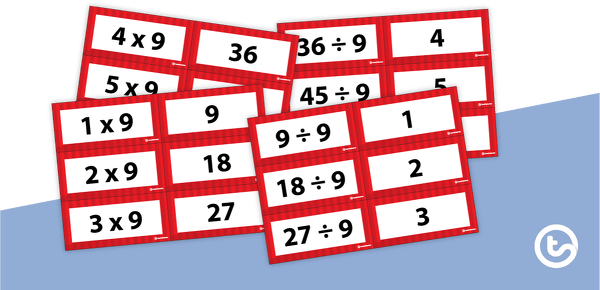 Multiplication and Division Facts Flashcards - Multiples of 9 teaching resource