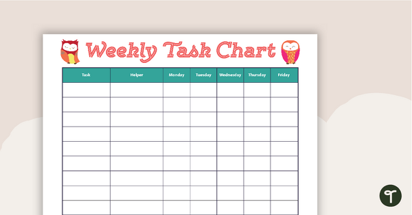 Owls - Weekly Task Chart teaching resource
