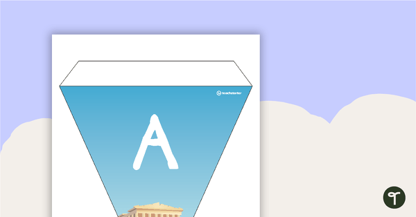 Go to Greece - Letters and Number Bunting teaching resource