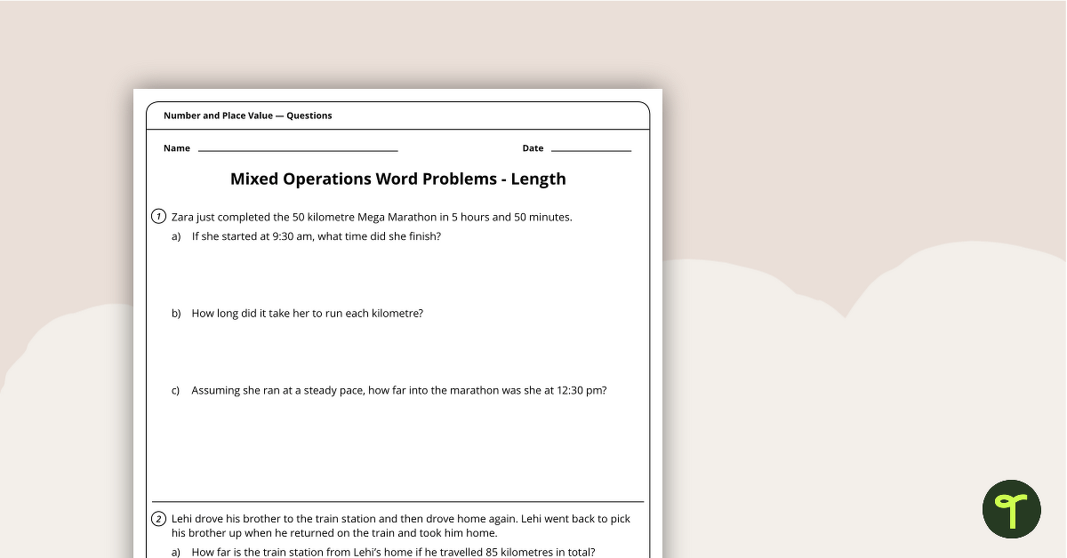 Word Problem Worksheet - Length teaching resource