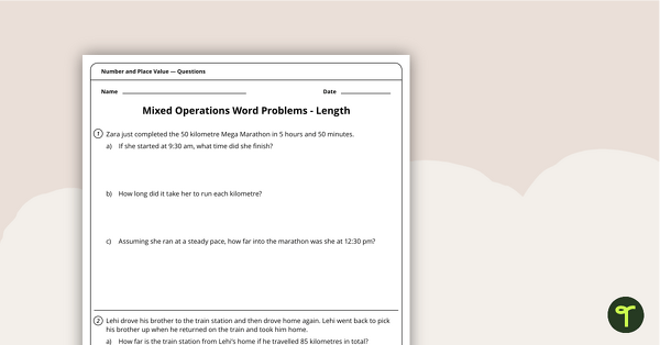 Go to Word Problem Worksheet - Length teaching resource