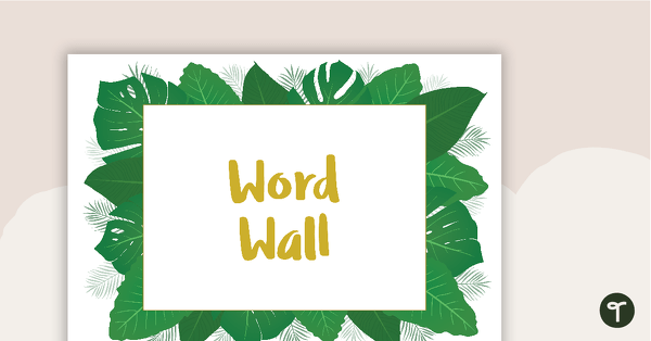 Image of Lush Leaves White - Word Wall Template