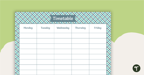 Green Tartan - Weekly Timetable teaching resource