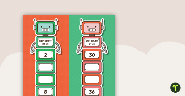 Skip Counting Robot Strips - 2s, 5s and 10s teaching resource