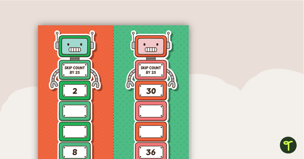 Image of Skip Counting Robot Strips - 2s, 5s and 10s