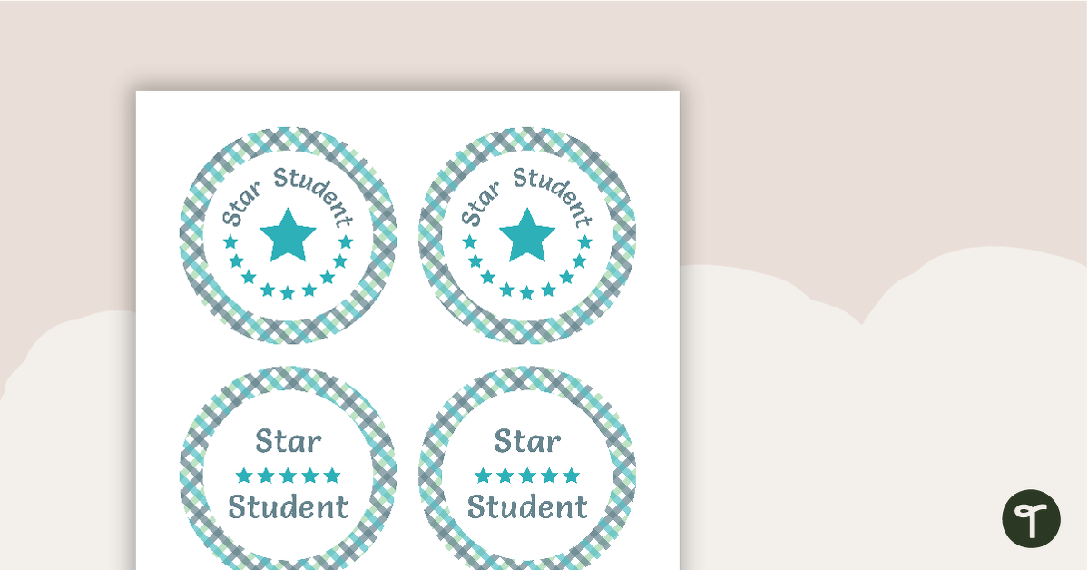Green Tartan - Star Student Badges teaching resource