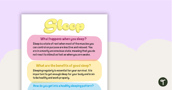 Benefits of Sleep Poster teaching resource