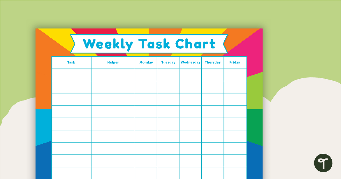 Rainbow Starburst - Weekly Task Chart teaching resource