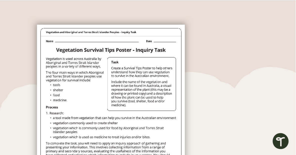 Survival Tips Inquiry Task teaching resource