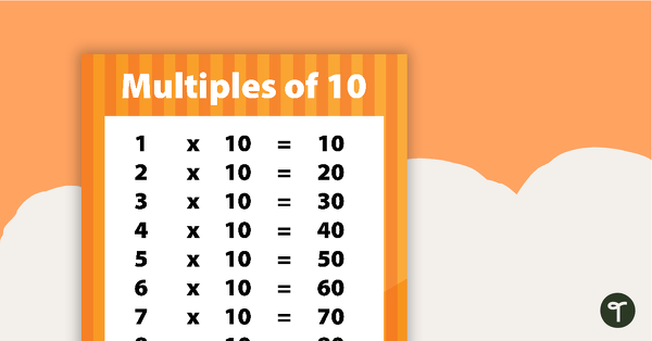Multiplication Facts Poster - Multiples of 10 teaching resource