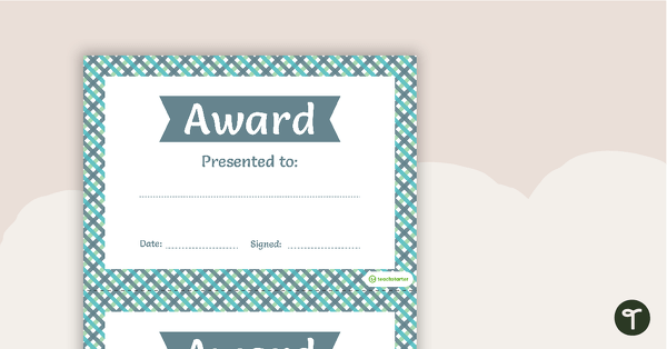 Green Tartan - Award Certificate teaching resource