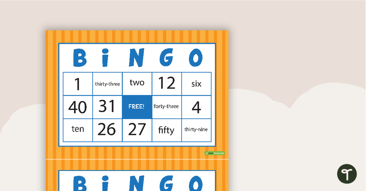 Numbers 0–50 Bingo - Standard and Word Form teaching resource