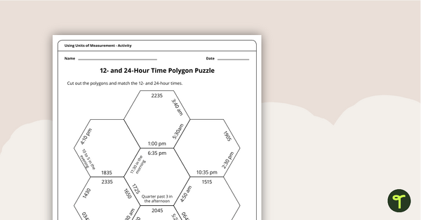Go to 12- and 24-Hour Time Polygon Puzzle teaching resource