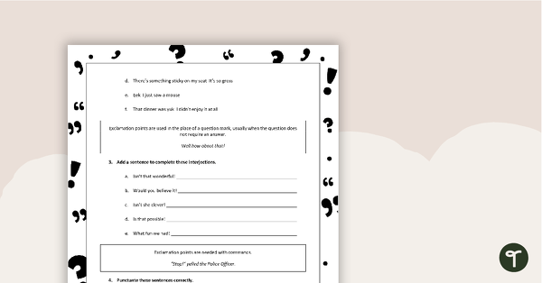 Punctuation Worksheets - Upper Elementary teaching resource