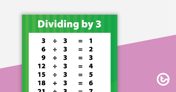 Division Facts Poster - Dividing by 3 teaching resource