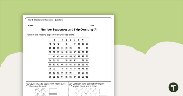 Go to Number and Place Value Worksheets - Year 1 teaching resource