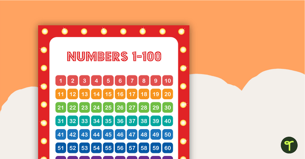 Go to Hollywood - Numbers 1 to 100 Chart teaching resource