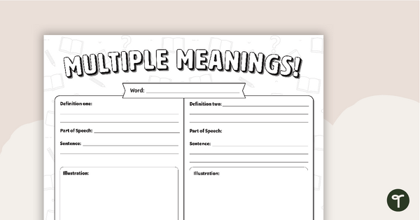 Multiple Meanings Vocabulary Worksheet teaching resource