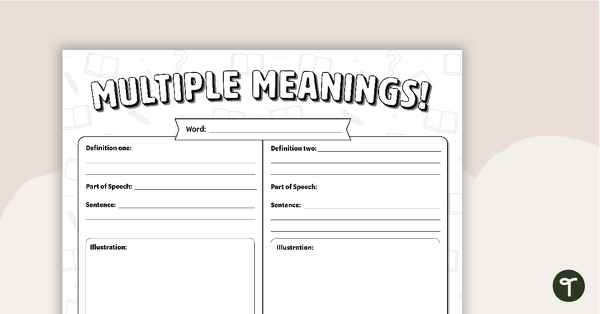 multiple meanings vocabulary worksheet teach starter