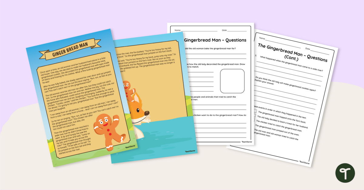 The Gingerbread Man - Comprehension Worksheet teaching resource