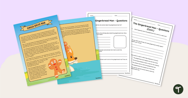 The Gingerbread Man Comprehension Text and Worksheet teaching resource