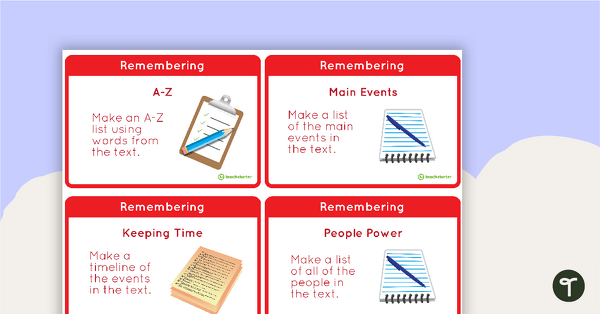 Go to Bloom's Taxonomy Fast Finisher Task Cards - Upper Grades teaching resource