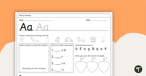 Letter Aa - Alphabet Worksheet teaching resource