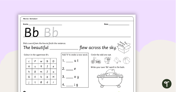 Letter Bb - Alphabet Worksheet teaching resource