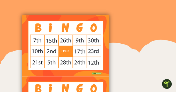 Ordinal Numbers Bingo Cards teaching resource