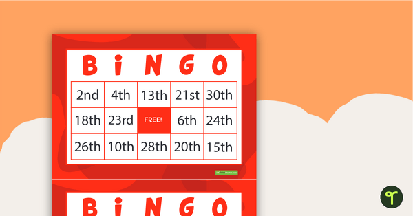 Ordinal Numbers Bingo Cards teaching resource