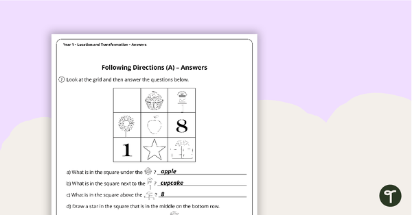 Location and Transformation Worksheets - Year 1 teaching resource