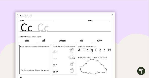 Letter Cc - Alphabet Worksheet teaching resource