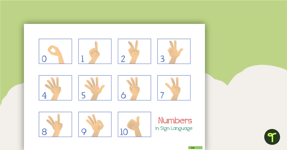 Numbers in American Sign Language Poster — Numbers 0–10 teaching resource