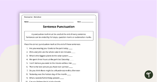 Preview image for Punctuation Worksheet Pack – Upper Primary - teaching resource