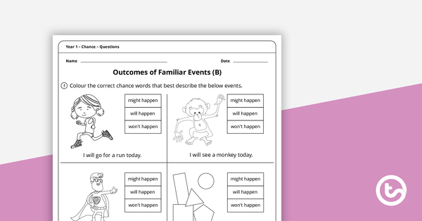 chance worksheets year 1 teach starter