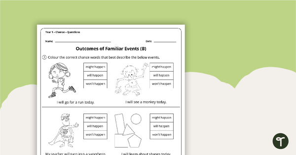 Chance Worksheets - Year 1 teaching resource